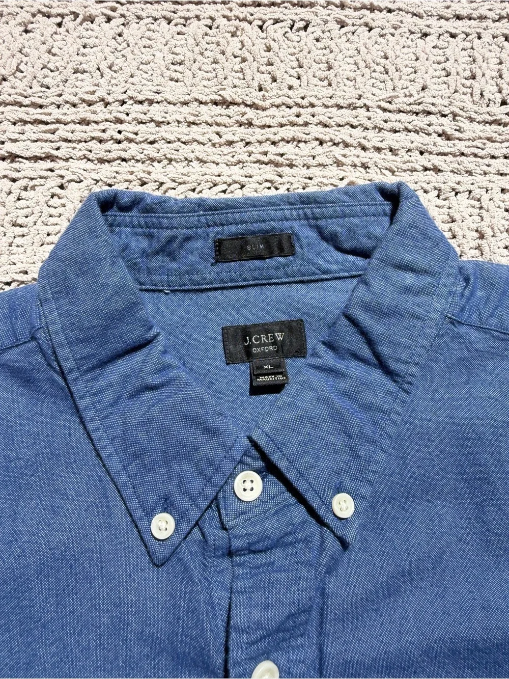 J. Crew Men's Oxford Long-Sleeve Button-Down Shirt in Deep Blue, Slim Fit